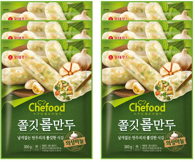 롯데 쉐푸드 쫄깃롤만두, 360g, 6개