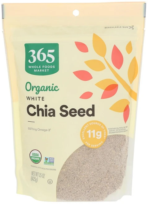 365홀푸드 마켓 유기농 화이트 치아씨드 15온스, 1개, 425g - 쿠팡