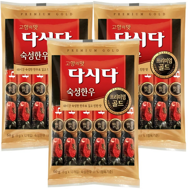 다시다 프리미엄골드 숙성한우12p, 60g, 3개