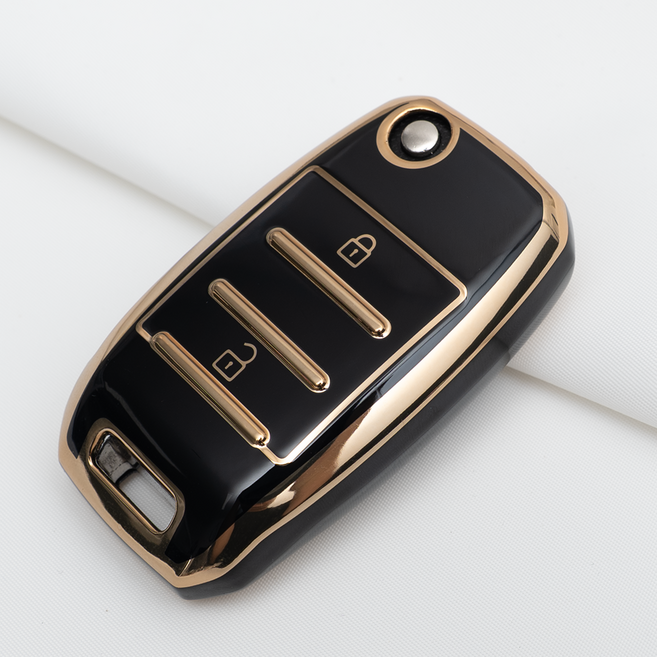 기아 호환 스마트 차 키케이스 키홀더 TPU 키커버 리모컨, TA91-2버튼, 블랙골드