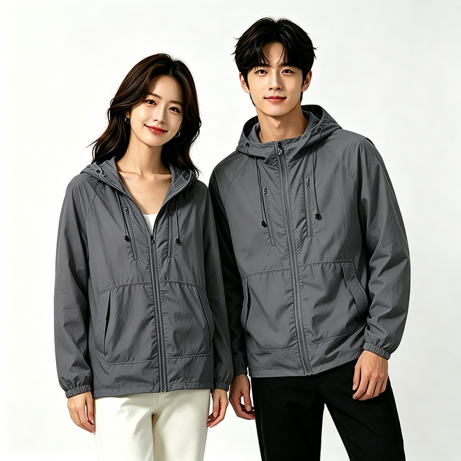 하늘비즈 남녀공용 경량 루즈핏 자켓 UV차단 통기성 오버사이즈 데일리 바캉스 여름 아우터, 그레이