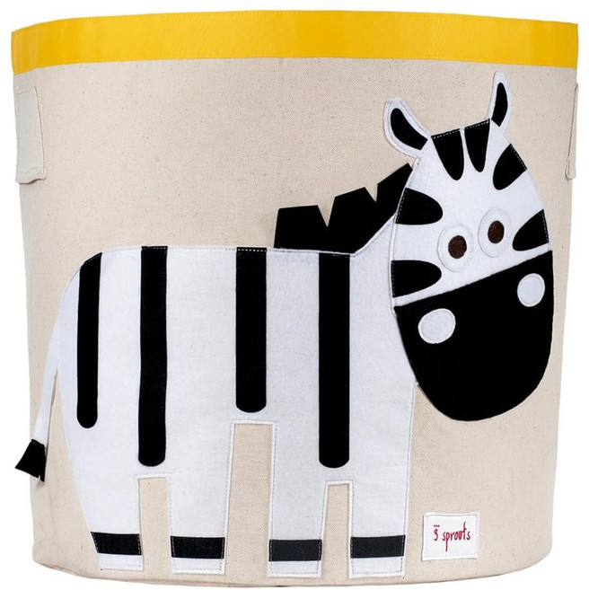 3 Sprouts 캔버스 보관함 - 아기 및 어린이용 세탁물 및 장난감 바구니, Large, 얼룩말