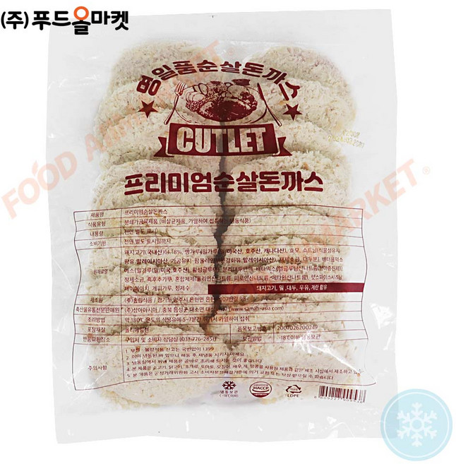 푸드올마켓_ 명일품 프리미엄 순살돈까스 1.2kg(60gx20ea) /냉동, 1.2kg, 1개