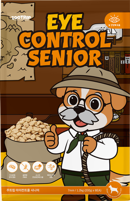 주트립 아이 컨트롤 시니어 (7세 이상) (눈 건강에 좋은 강아지 기능성 사료), 1.2kg, 1개, 눈물개선/눈건강