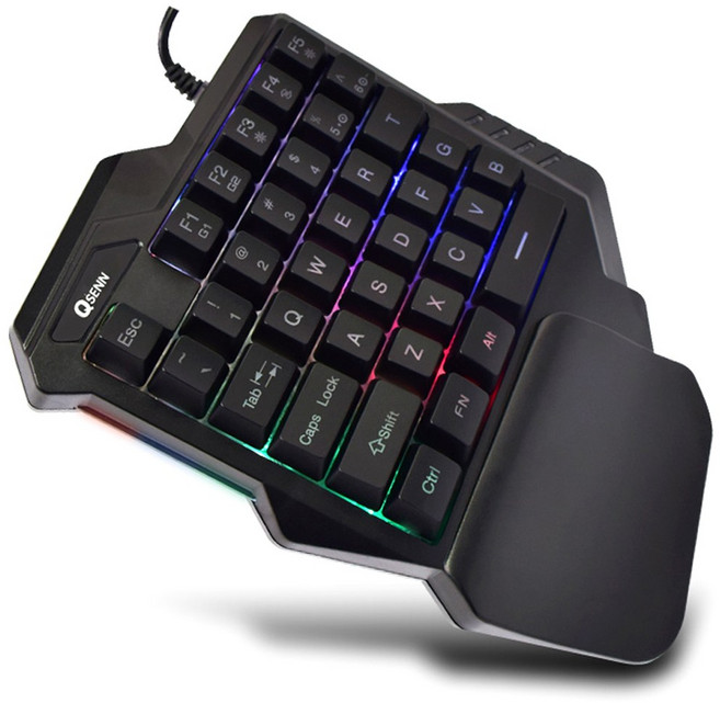 큐센 게이밍 유선 한손 키보드, 블랙, pts-gk1000