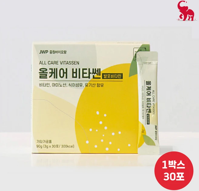 올케어 비타쎈 발포 비타민 무설탕 물에 타먹는 스틱 분말, 1개, 90g - 쿠팡