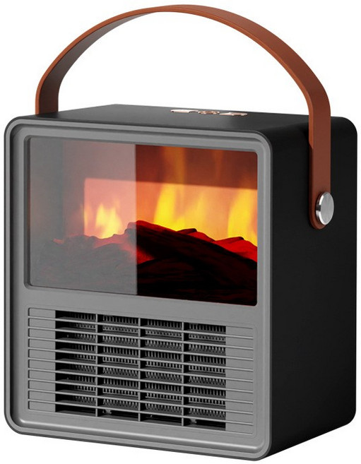 KC 전기안전인증 겨울 모방 화염 벽난로 온풍기 가정용 1200W 난방기 휴대용 PTC 서큘레이터형 온풍기 과열 자동 전원 차단 기능 탁상 온풍기 사무용, 하이엔드 블랙, LT-8016(1200W 다단조절)