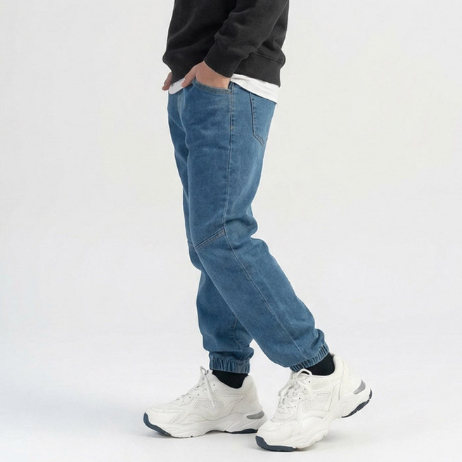 봄 주니어 아동 배기핏 절개 조거 데님팬츠