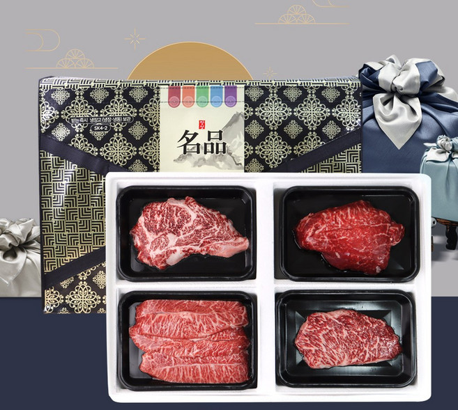 투뿔한우 명품소고기 선물세트 1.2Kg (꽃등심+업진살+부채살+안심 각300g), 1개