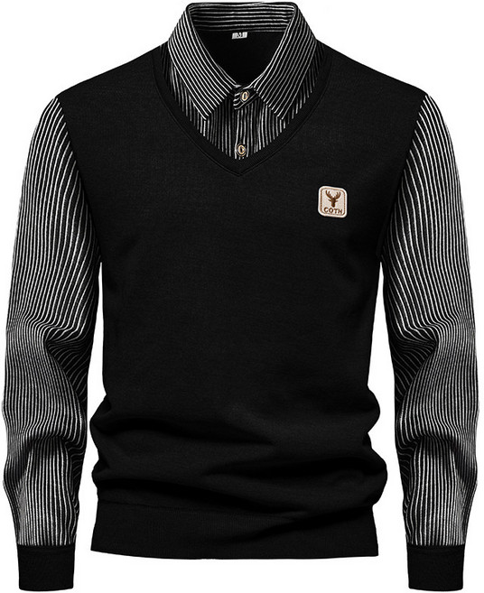 COSYEVNO 남자캐시미어니트 스트라이프 디자인으로 스타일리시하게 슬림핏 가을 긴팔 상의 CXxzwt-6