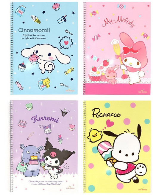 산리오 스프링 노트 줄노트, 5개, 한교동