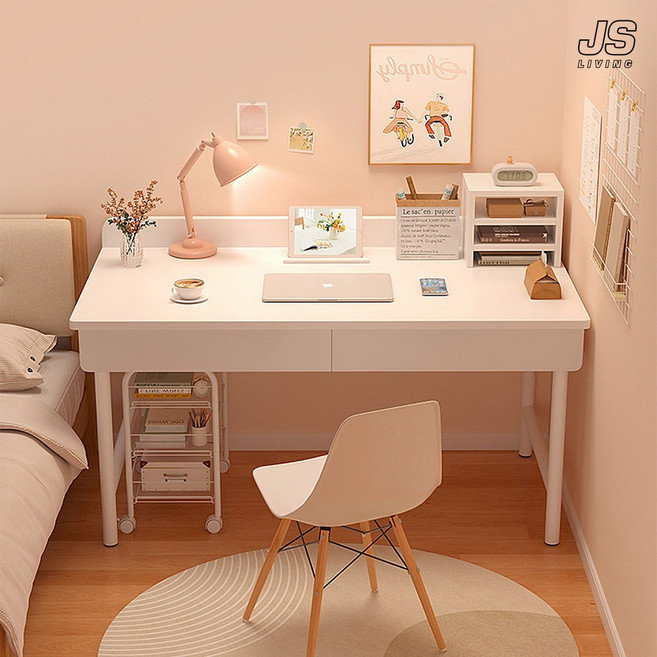 JS리빙 인테리어 1인용 컴퓨터 책상 800 X 500 서재 학생 공부 테이블 서랍장 침실 서랍 화장대 화이트 사무실 데스크 거실 수납 정리대 선반 @MSJE-555A12ADSFA