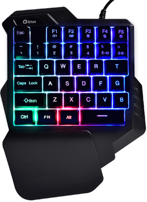 큐센 게이밍 유선 한손 키보드, 블랙, 1년 A/S (큐센정품) GK1000