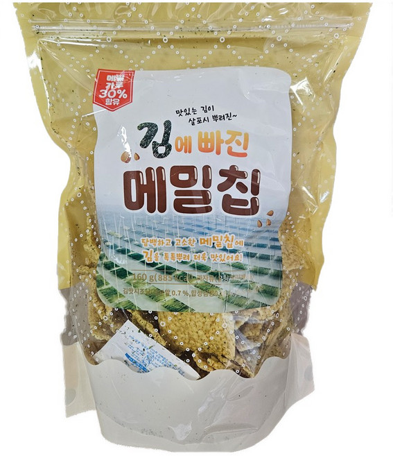 맛있는 김이 살포시 뿌려진 김에 빠진 메밀칩, 4개, 160g