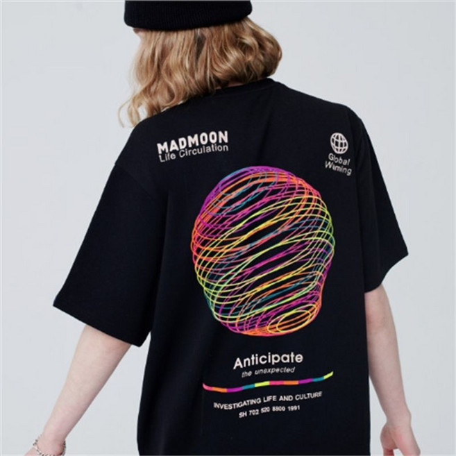 더매드문 레인보우써클 오버핏 반팔티셔츠