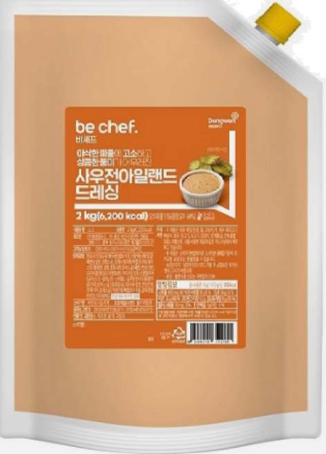 동원 홈푸드 비셰프 사우전아일랜드드레싱 2kg 샐러드 샌드위치, 1개