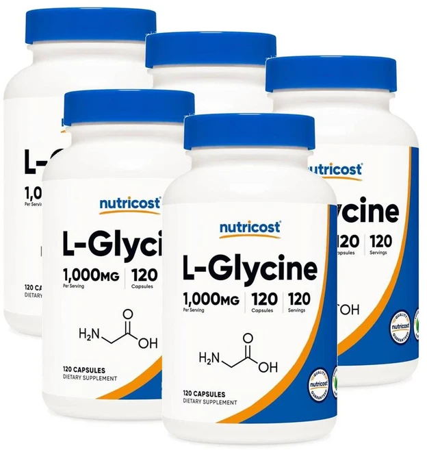 뉴트리코스트 L-글리신 1000mg 캡슐 Nutricost L-Glycine, 120정, 5개 - 쿠팡