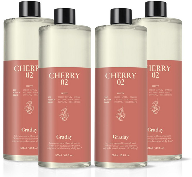 그라데이 디퓨저 리필액, 4개, 500ml, 블랙체리 02