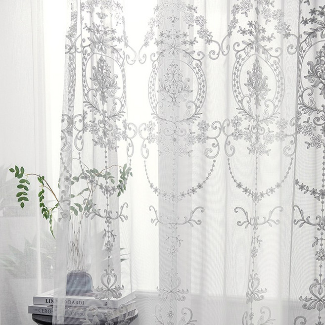 레이스커튼 자수 거실커튼 아일렛형 2p