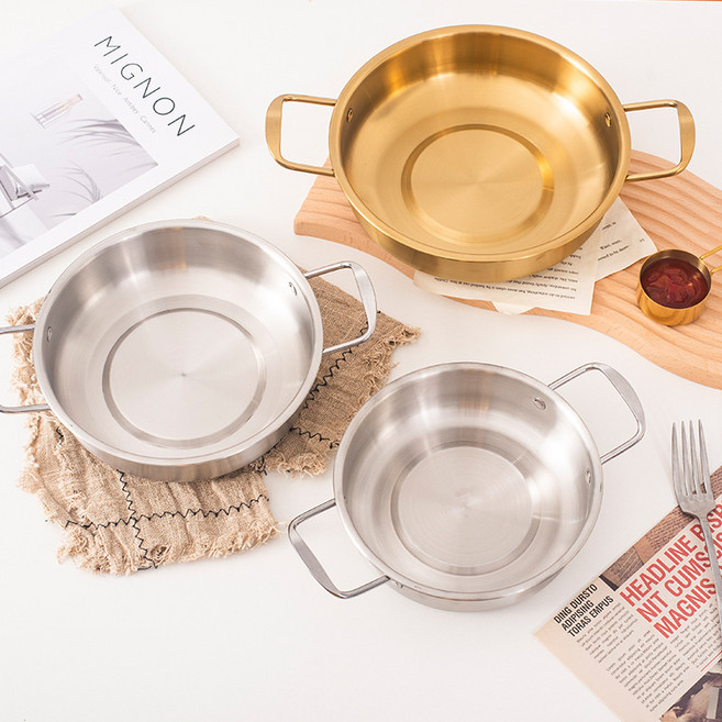 스텐레스 스틸 해물냄비 넘침방지 냄비 치킨스낵냄비 라면냄비 전골냄비 부대찌개볶음냄비, 본색, 28cm, 1개