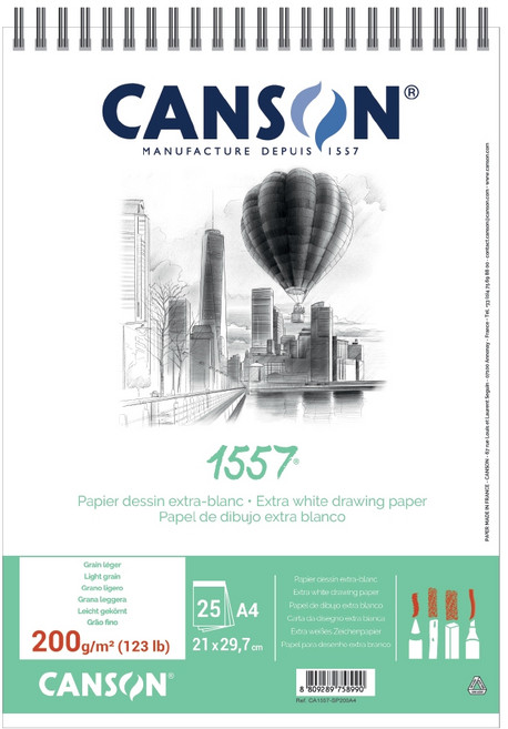 캔손 1557 스케치북 200g 25매 드로잉북 미술용지, A4 스프링