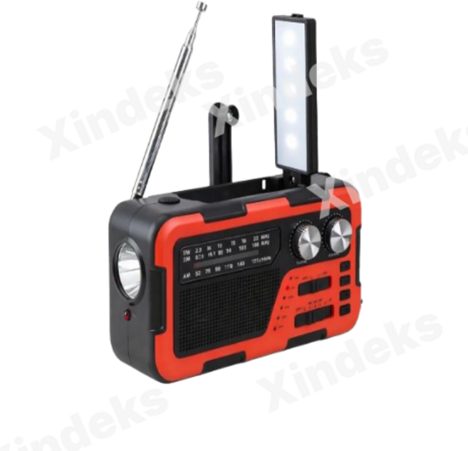 휴대용 태양열 라디오 핸드 크랭크 야외 비상 SOS 라디오 FM AM 효도 라디오 대용량 LED 조명 블루투스 스피커 강력한 조명 손전등 지원 TF 카드 다기능 스피커 MP3 안테, 붉은색, 10