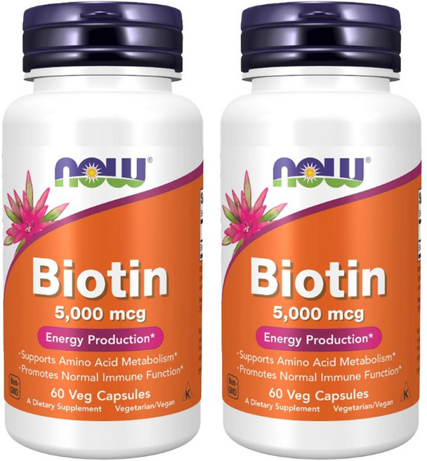NOW Foods 生物素素食膠囊 5000mcg, 60顆, 2罐