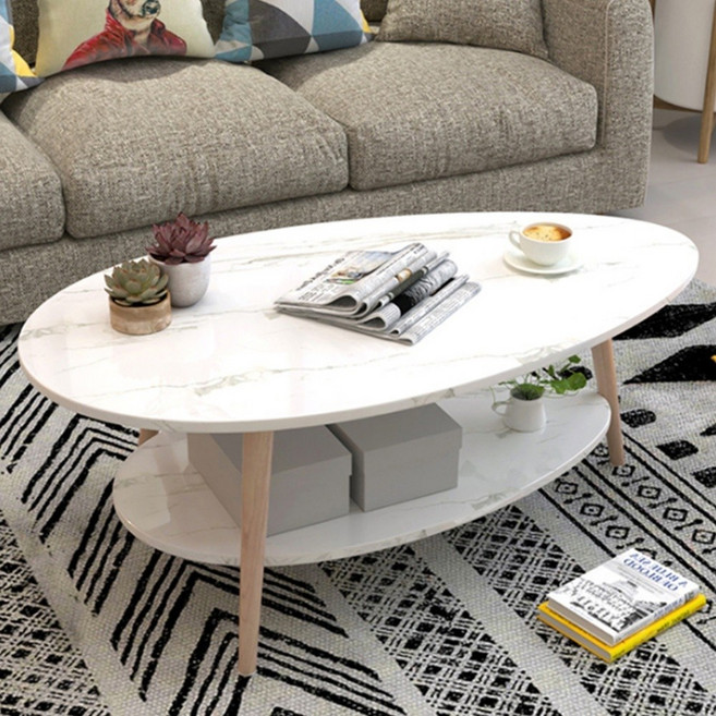 원목 거실 소파 테이블 900 2단 계란형 타원형 식탁 비정형 커피 티테이블 모듈 탁자, 화이트