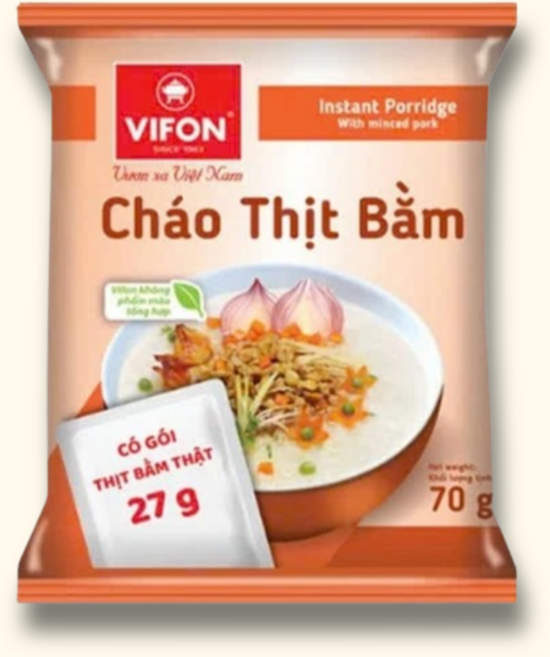 비폰 베트남 즉석죽 다진고기맛 Vifon Chao Thit Bam 50개입, 1개, 70g