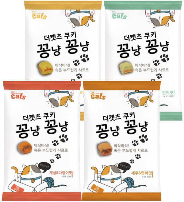 더캣츠 고양이 쿠키 꽁냥꽁냥 4종 100g, 4개, 게살+가다랑어맛