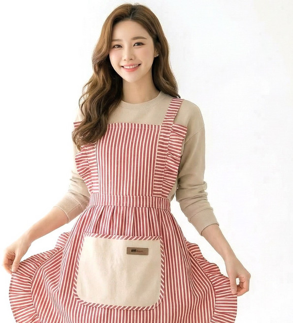 더메이크 레이스 예쁜 여성 타올 주방 앞치마, 1개, 레드