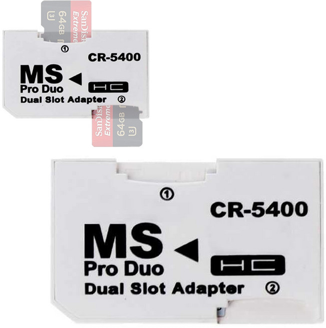 메모리스틱 프로 듀오 MS PRO DUO 메모리 변환 어댑터 PSP, 듀얼슬롯(화이트), 1개