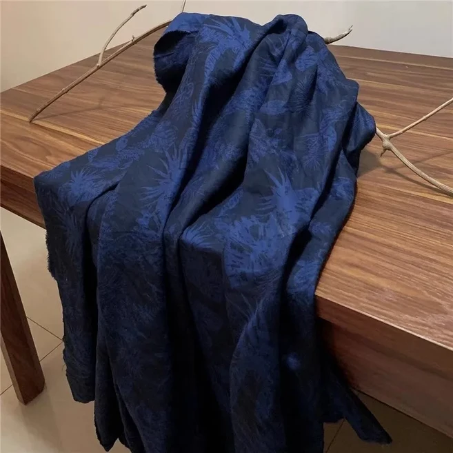 1야드 리프 디지털 프린팅 티슈 면 린넨 원단 맞춤형 수제 DIY 드레스 및 의류 원단, 01 1야드, 06 파란색, 1