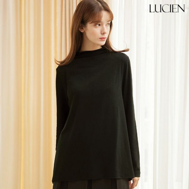 루시앙 울 블렌디드 기모 티블라우스_블랙