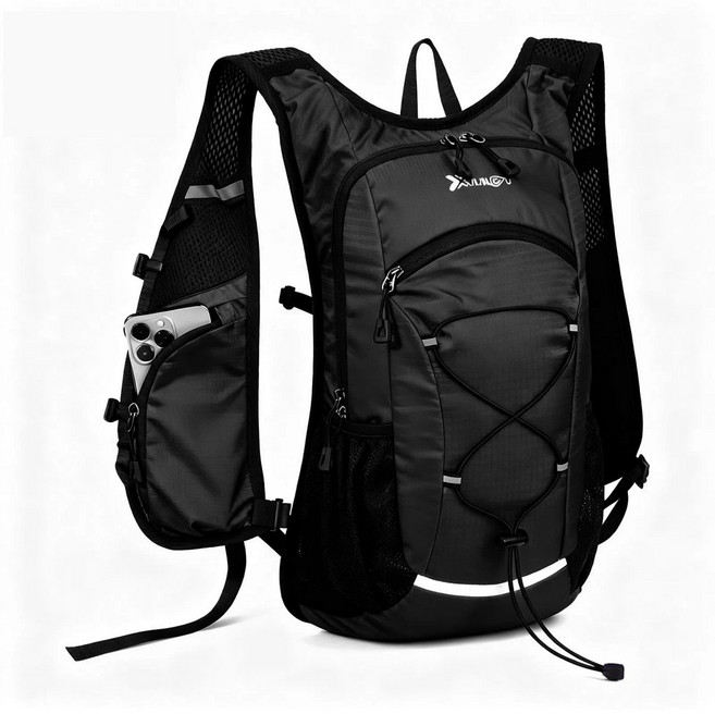 런닝 등산 트레킹 달리기 배낭 경량 등산가방 소형 배낭 미니 가벼운 트레일러닝 백팩 15L, 블랙