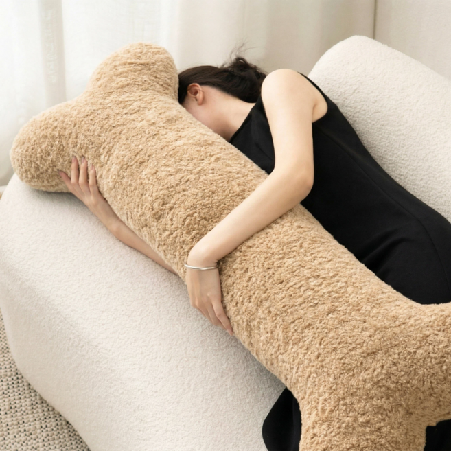 하른 초대형 120cm 말랑말랑 뼈모양 쿠션, 베이지