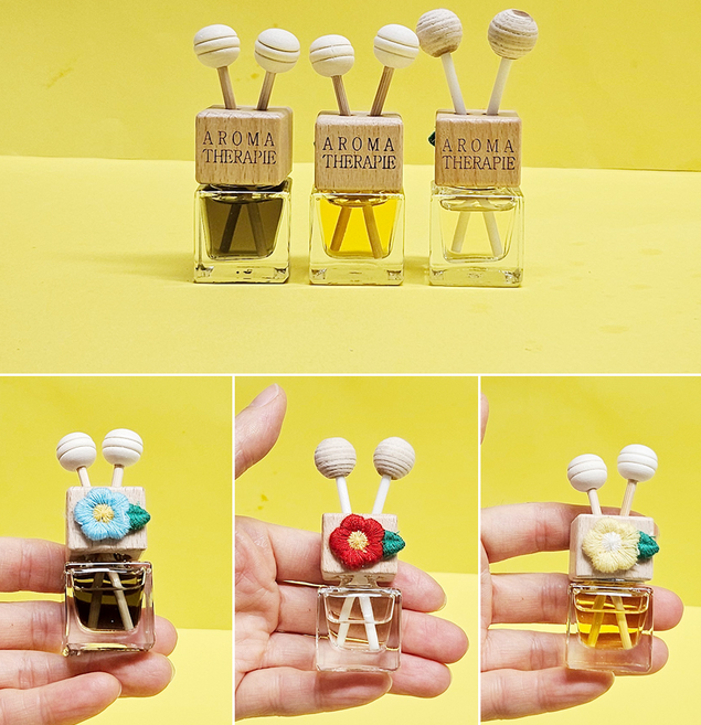 그로스웨이 1+1 제주미니 디퓨져 차량 거치대포함 차량용방향제 5ml, 2개, 수국향