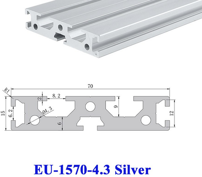 1pc 1570 알루미늄 프로파일 유럽 표준 15x70mm T-슬롯 압출 프로파일 CNC DIY 용 양극 된 선형 레일 가이드 프레임, 50mm, 1570-4.3