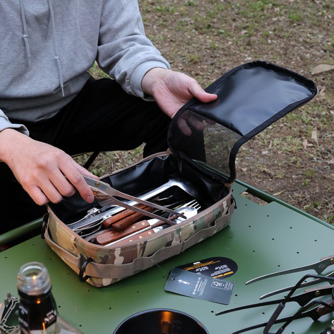 살반 캠핑 키친툴 가방 수저통 커트러리 케이스, 블랙카모, 1개