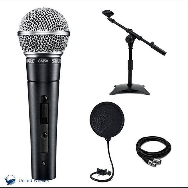 SHURE SM58 SK 슈어 유선 마이크 보컬 녹음 방송용 다이나믹 유선마이크 [180 회전가능한 마이크 홀더], SM58SK (스위치있음)