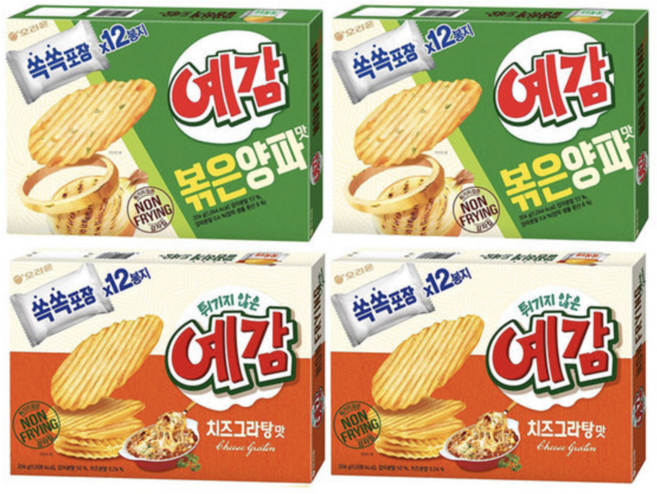 오리온 예감 치즈그라탕 204gx2개+볶음양파맛 204gx2개[총4개], 1세트, 204g