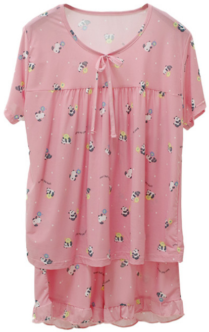 폭스 냉감 캐릭터 리본 반팔 잠옷세트 E4 여주니어