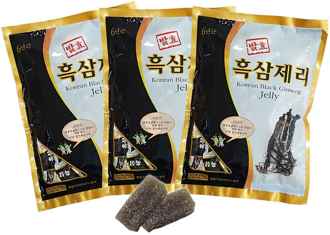 햇사랑식품 6년근 발효 홍삼에기스로 만든 흑삼제리 500gx3봉, 11g, 1개