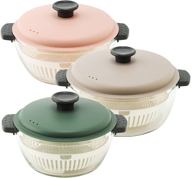 락앤락 전자렌지 찜기 용기 유리캐서롤 3종 세트 (1L+1.5L+2L), 1개, 1세트