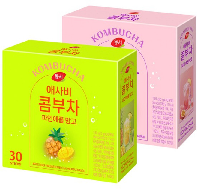 동서 애사비 콤부차 피치패션푸릇 30T+파인애플망고30T, 1개