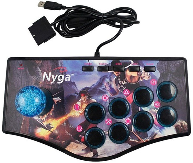 레트로 아케이드 게임 로커 컨트롤러 Ps2/Ps3/Pc/Android 용 Usb 조이스틱 스마트 Tv 내장 진동기 8 방향 조이스틱, Black Snakeskin styl, 철권 스타일, 검은색, 1개, 철 주먹 스타일 × 검정 × 1개