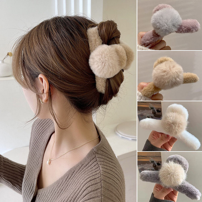 ZMBIRD 4종세트 뽀글이 털공 헤어 올림머리 집게핀 N1827