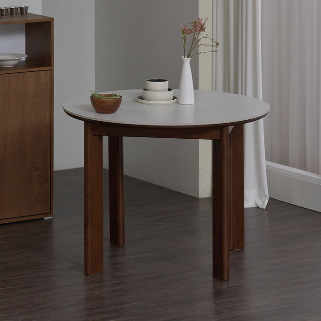 [파로마] 아바 원형 세라믹 원목 식탁 1000 (착불), 옵션선택:월넛 세라믹, 상세 설명 참조