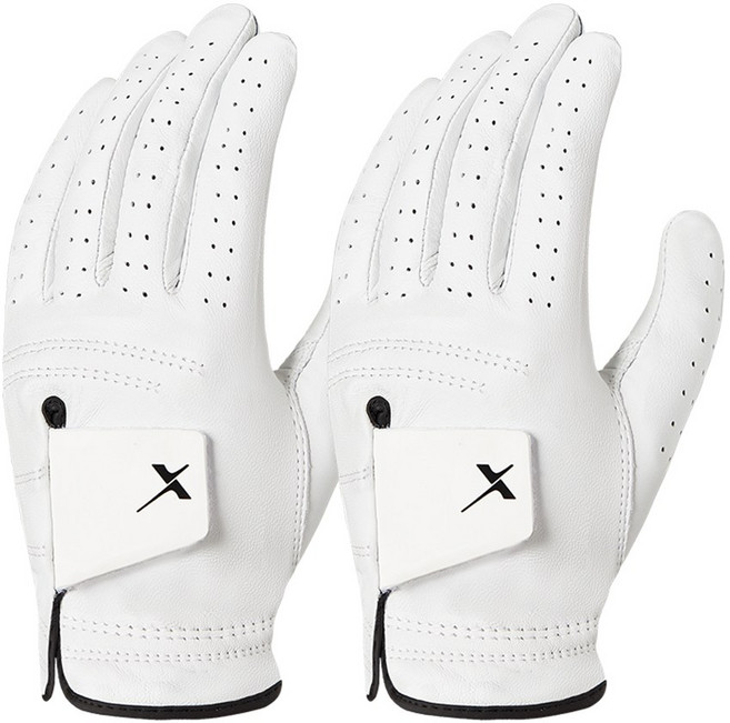 기어엑스 G561 방수 양피 골프장갑 흰색 남성용 왼손 2p, 2개, 화이트