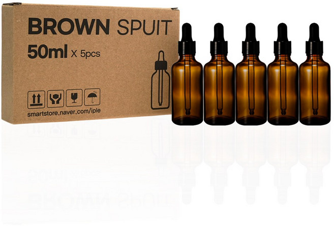 닥터보틀 갈색병 스포이드 유리용기, 스포이드 50ml, 5개, 브라운